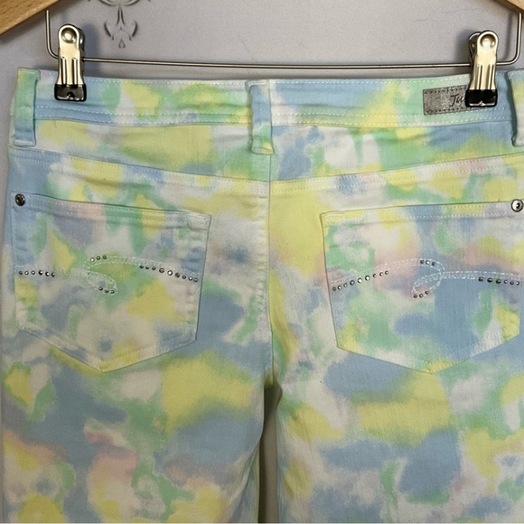 Justice Jeans Young Girls Pastel Colorful Tie Dye Jeans Plus Size 14 1/2 Denim - Picture 4 of 5
